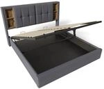 okwish Polsterbett 140x200cm mit USB C Stauraum Schlafzimmer Grau Leinen mit...