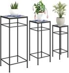 Outsunny Blumenst&auml;nder-Set Metall Fliesen Blau 28L x 28B x 71H cm