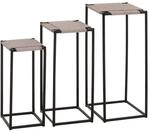 MCW 3er-Set Blumentisch N70 Stapelbar Metall Papierseil Grau