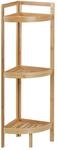 Relaxdays Eckregal Bambus Natur mit 3 Ablagen Freistehend 90 cm x 36,5 cm x 26 cm