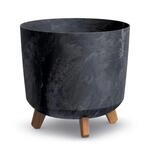 BigDean Pflanzk&uuml;bel 28 cm Anthrazit Beton Optik Runder Blumentopf Mit F&uuml;&szlig;en...