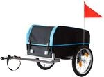 Relaxdays Fahrradanh&auml;nger Stahl Aluminium Schwarz Blau Klappbar 59 cm x 124 cm...
