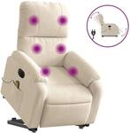 vidaXL Massagesessel Aufstehhilfe Elektrisch Beige Mikrofasergewebe