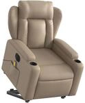 vidaXL Massagesessel mit Aufstehhilfe Elektrisch Cappuccino Kunstleder 3204571