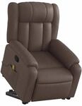 vidaXL Massagesessel mit Aufstehhilfe Braun Kunstleder 3205273