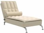 vidaXL Massage-Chaiselongue mit Nackenrolle Creme Stoff 379448