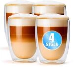 BigDean 4 St&uuml;ck Doppelwandige Latte Macchiato Gl&auml;ser 300 ml Kaffeegl&auml;ser in