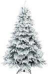 vidaXL K&uuml;nstlicher Scharnier-Weihnachtsbaum Shneebedeckt Wei&szlig; 180 cm 42019318