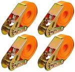 Relaxdays Spanngurte Polyester Stahl Orange Gold mit Ratsche 4er Set 5 m