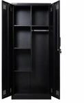 PROREGAL Putzmittelschrank RHINO Metall 170x70x30cm Schwarz mit 2 T&uuml;ren