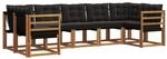 vidaXL Outdoor-Sofagarnitur mit Kissen 7-Tlg Natur und Schwarz 3369015