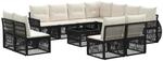 vidaXL Gartensofa-Set 12-Tlg Schwarz und Cremewei&szlig; Poly-Rattan 3435454