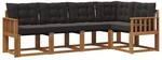 vidaXL Outdoor-Sofagarnitur mit Kissen 5-Tlg Natur und Schwarz 3368663