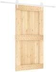 vidaXL Schiebet&uuml;r Natur und Wei&szlig; 100 x 210 cm Massivkiefer 3445187