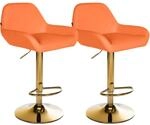 CLP 2er Set Barhocker Braga Gold Kunstleder Orange