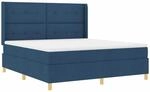 vidaXL Boxspringbett mit Matratze mit Kopfteil Blau 140 x 200 cm Stoff 3343713