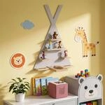 Relaxdays Toniebox Regal MDF Kiefernholz Grau mit Magnetstreifen 69 x 49 x 9 cm 2,3