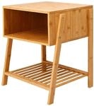 Relaxdays Nachttisch Bambus Natur mit Gitterablage Offenes Fach 50 cm x 45 cm x 36 cm