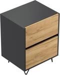 Posseik Nachttisch Industrial A 2 Schubladen 50 cm Grafit Eiche Front