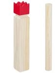 Relaxdays Kubb Wikingerspiel Kiefernholz Natur Rot Netztasche 2,6 kg