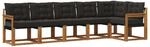 vidaXL Outdoor-Sofagarnitur mit Kissen 6-Tlg Natur und Schwarz 3368707