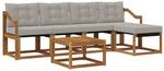 vidaXL Outdoor-Sofagarnitur mit Kissen 6-Tlg Natur und Hellgrau 3368602