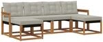 vidaXL Outdoor-Sofagarnitur mit Kissen 6-Tlg Natur und Hellgrau 3368922