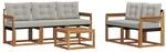 vidaXL Outdoor-Sofagarnitur mit Kissen 6-Tlg Natur und Hellgrau 3368394