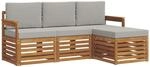 vidaXL Sofagarnituren 4 Tlg Natur und Hellgrau Massivholz Akazie 3374596