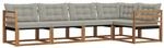 vidaXL Outdoor-Sofagarnitur mit Kissen 5-Tlg Natur und Hellgrau 3369446