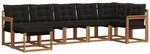 vidaXL Outdoor-Sofagarnitur mit Kissen 7-Tlg Natur und Schwarz 3368875