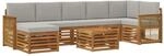 vidaXL Outdoor-Sofagarnitur mit Kissen 7 Stk Natur und Hellgrau 3384657
