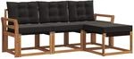 vidaXL Outdoor-Sofagarnitur mit Kissen 4-Tlg Natur und Schwarz 3368547