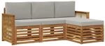 vidaXL Outdoor-Sofagarnitur mit Kissen 4 Stk Natur und Hellgrau 3384207