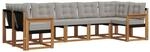 vidaXL Outdoor-Sofagarnitur mit Kissen 7-Tlg Natur und Hellgrau 3369018
