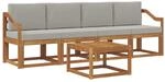 vidaXL Outdoor-Sofagarnitur mit Kissen 5 Stk Natur und Hellgrau 3365989