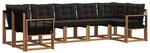vidaXL Outdoor-Sofagarnitur mit Kissen 7-Tlg Natur und Schwarz 3369031