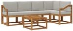 vidaXL Outdoor-Sofagarnitur mit Kissen 6 Stk Natur und Hellgrau 3366444
