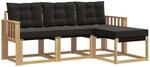 vidaXL Outdoor-Sofagarnitur mit Kissen 4-Tlg Wei&szlig; und Schwarz 3389354