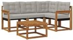vidaXL Outdoor-Sofagarnitur mit Kissen 5-Tlg Natur und Hellgrau 3368634