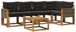 vidaXL Outdoor-Sofagarnitur mit Kissen 6 Stk Natur und Schwarz 3381964