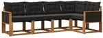 vidaXL Outdoor-Sofagarnitur mit Kissen 5 Stk Natur und Schwarz 3381944