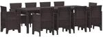 vidaXL 11-tlg Garten-Essgruppe mit Kissen Braun Poly Rattan 3378598