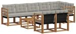 vidaXL Outdoor-Sofagarnitur mit Kissen 9-Tlg Natur und Hellgrau 3368798