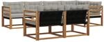 vidaXL Outdoor-Sofagarnitur mit Kissen 7-Tlg Natur und Hellgrau 3369542
