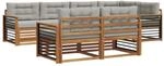 vidaXL Outdoor-Sofagarnitur mit Kissen 22-Tlg Natur und Hellgrau 3373631