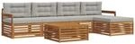vidaXL Outdoor-Sofagarnitur mit Kissen 6-Tlg Natur und Hellgrau 3373326