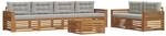 vidaXL Outdoor-Sofagarnitur mit Kissen 7-Tlg Natur und Hellgrau 3373066