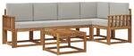 vidaXL Outdoor-Sofagarnitur mit Kissen 6 Stk Natur und Hellgrau 3366424