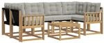 vidaXL Outdoor-Sofagarnitur mit Kissen 7-Tlg Wei&szlig; und Hellgrau 3389257